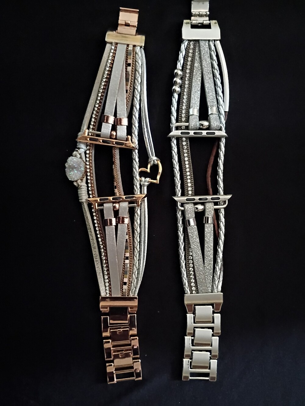 Apple Boho Leather Bling Watchband Set.